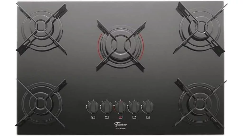 cooktop a gás de cinco queimadores